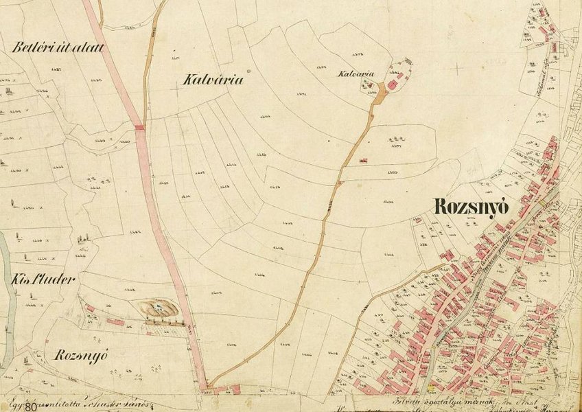01 – Rožňava – Kalvária, hist. mapa (1870), zdroj: archív PÚ SR Bratislava