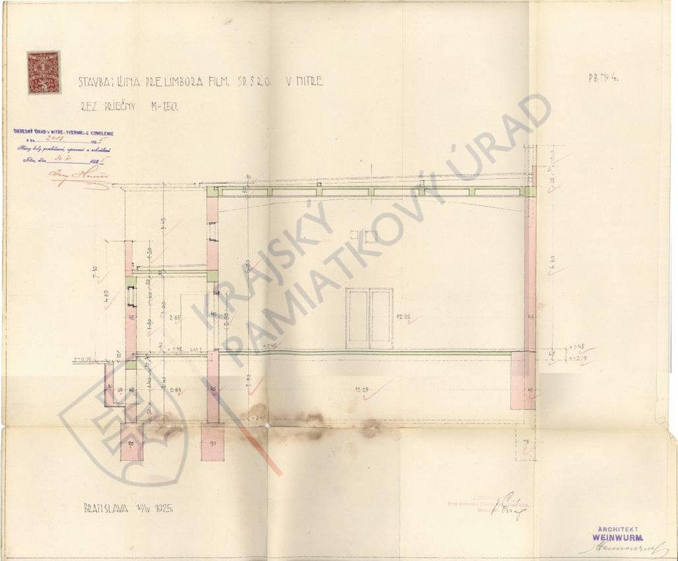 Pôvodné plány z rokov 1925 a 1931. Zdroj: Štátny archív v Nitre.