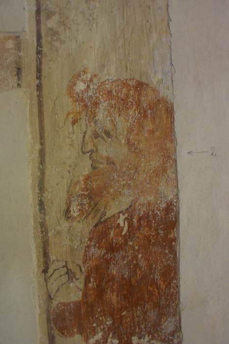 05 – Dúbravica, kostol sv. Žofie – detailný pohľad na postavu, pravdepodobne Judáša