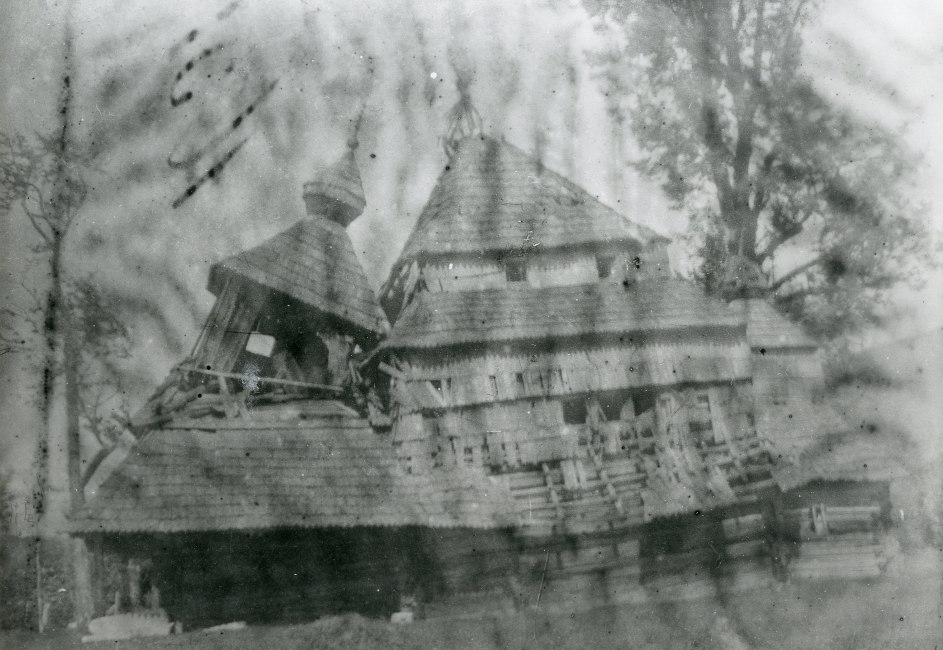 Runina (okr. Snina), narušený objekt cerkvi, stav 1922. Zdroj: Archív PÚ SR (16.651)
