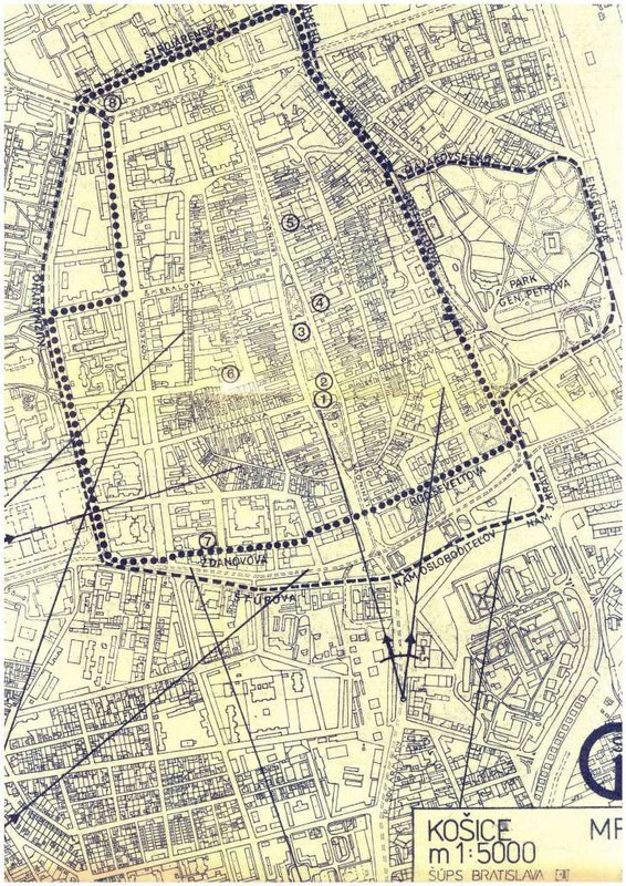 Košice.mapa MPR a ochr.pasma 1983.M1.5000 zdroj archiv KPU Kosice