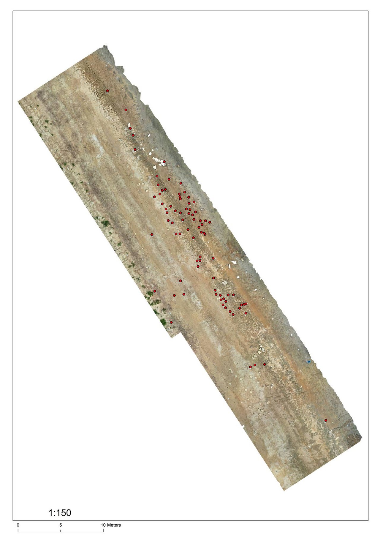 Fotogram plochy výskumu s geodetickým zameraním urnových hrobov, autor: P. Fecko