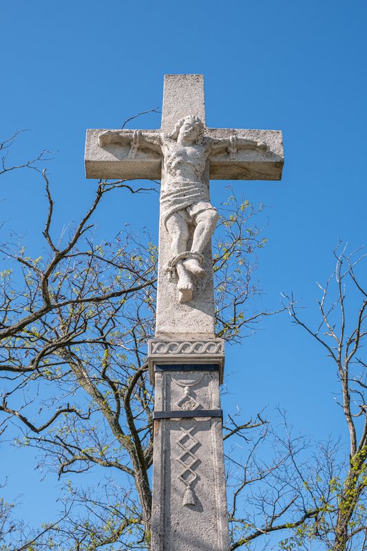 Socha Dismasa na kríži, čelná severovýchodná strana, 2023, zdroj: PÚ SR (foto: S. Okkel)  