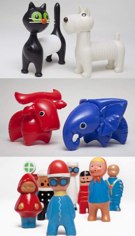 Ukážka hračiek navrhnutých Libušou Niklovou. (Zdroj: https://www.designmag.cz)