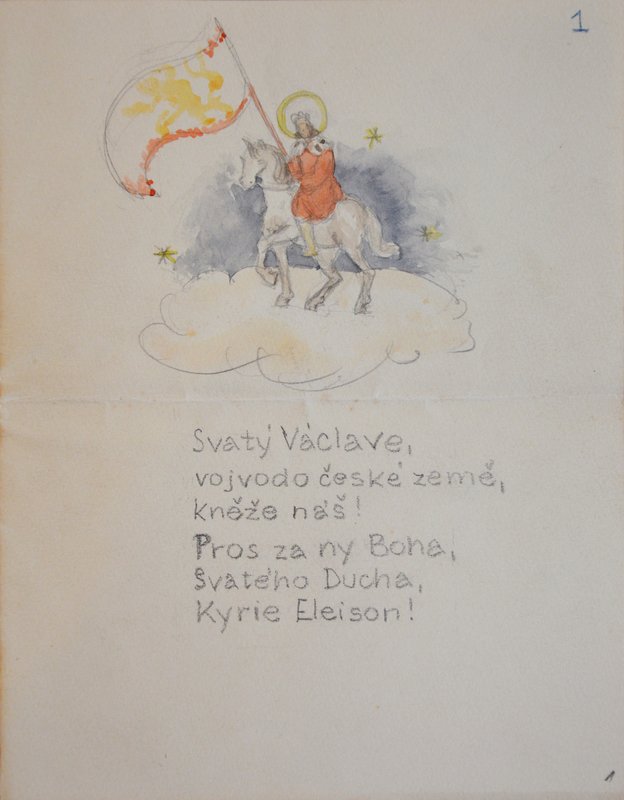 Dobroslava Vavroušková: Prianie V. Menclovi k osobnému sviatku, akvarel, 1929. Zdroj: Archiv Národního muzea, Praha