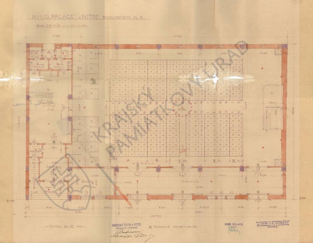 Pôvodné plány z rokov 1925 a 1931. Zdroj: Štátny archív v Nitre.