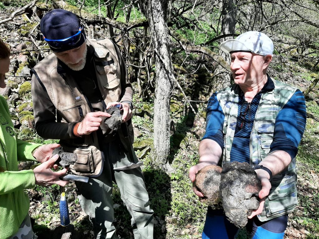 Identifikácia hornín s rôznymi stupňami tepelného postihnutia na hradisku Krivín, k. ú. Rybník, okr. Levice, foto: Petra Kmeťová