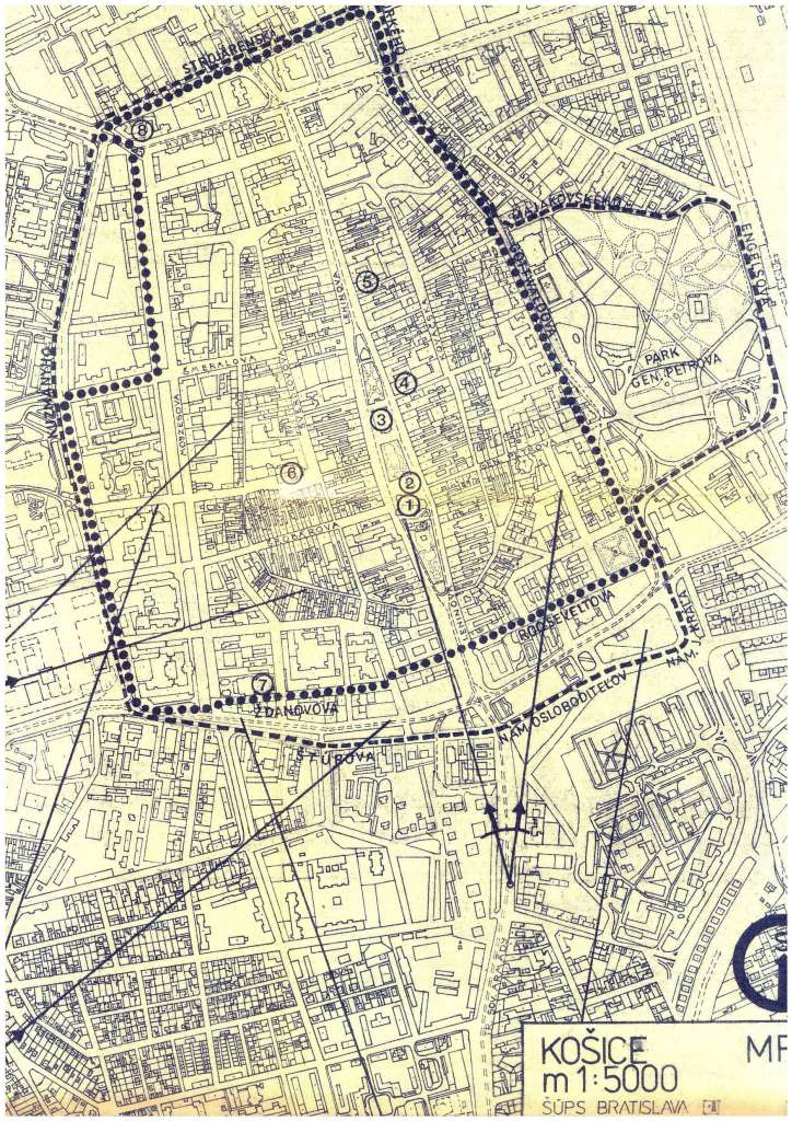 Košice.mapa MPR a ochr.pasma 1983.M1.5000 zdroj archiv KPU Kosice