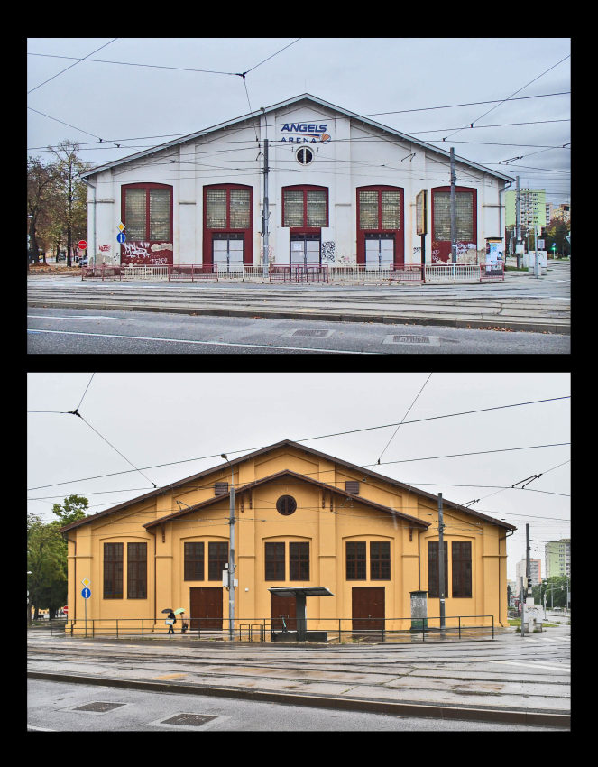Jazdiareň. Šport. hala pred a po obnove, foto R. Kiráľ 