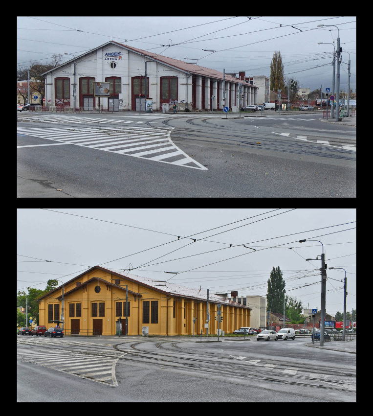 Jazdiareň. Šport. hala pred a po obnove, foto R. Kiráľ