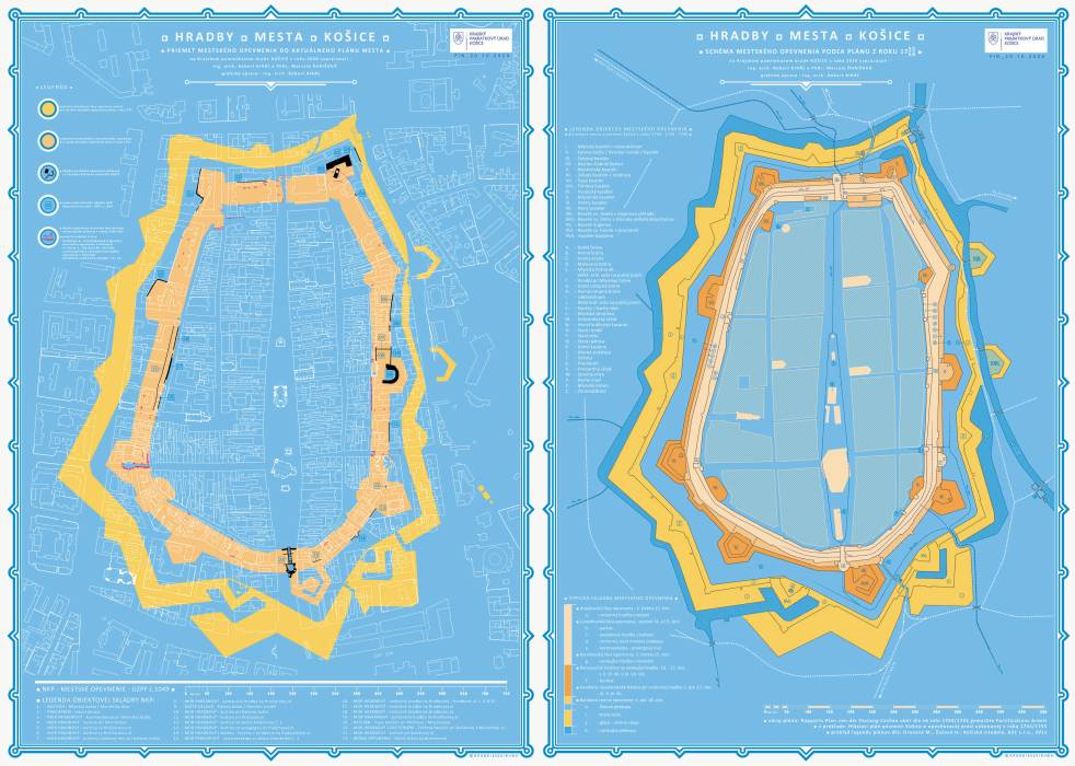 01 – Nová mapa – dvojplán „Hradby – mesta - Košice“ (celok), autor: R. Kiráľ, M. Ďurišová KPÚ Košice
