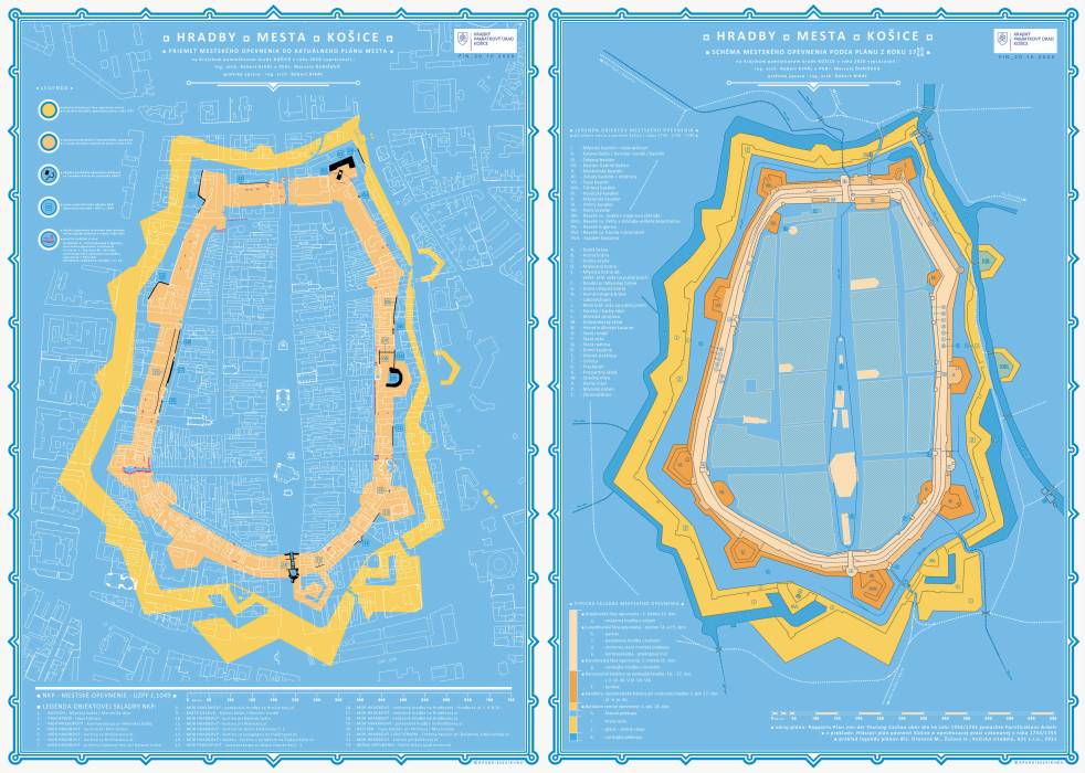 01 – Nová mapa – dvojplán „Hradby – mesta - Košice“ (celok), autor: R. Kiráľ, M. Ďurišová KPÚ Košice