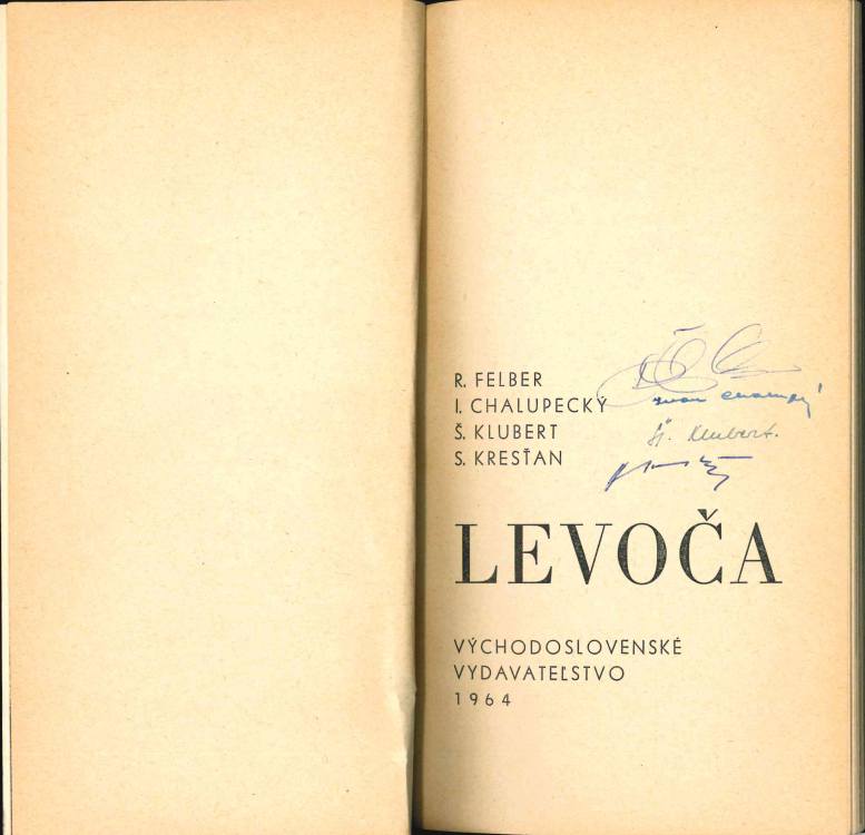 02 – Titulný list turistického sprievodcu, spracovaného v spoluautorstve osobností Levoče, 1964. Zdroj: PÚ SR