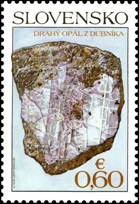 09 – Vyobrazenie dubnického opálu na poštovej známke