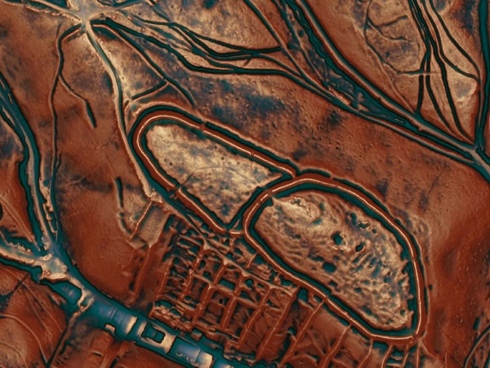 02 – Digitálny model terénu slovanskej pevnosti vo Svätom Jure, v polohe Neštich (zdroj dát: GKÚ, úpravy: Tibor Lieskovský)