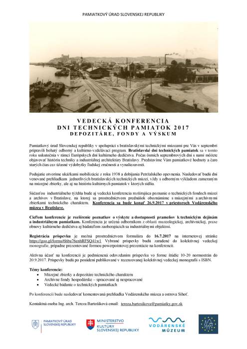 pozvánka na konferenciu Dni technických pamiatok 2017