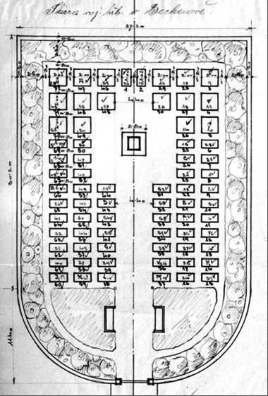 Becherov, poľný náčrt vojnového cintorína, VHA Bratislava