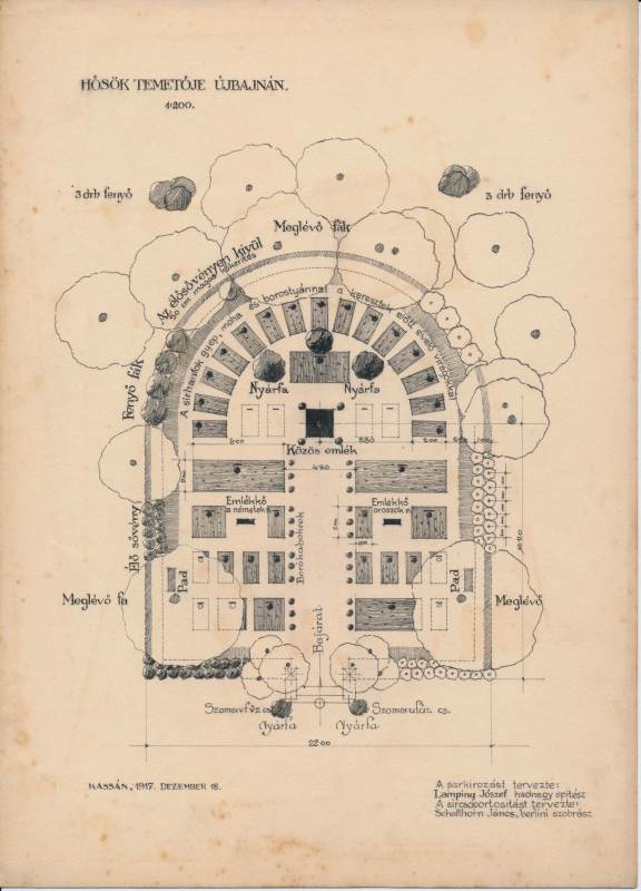 Zbojné, projekt vojnového cintorína od Jószefa Lampinga z r. 1917, Súkromný archív rodiny Lampingovej